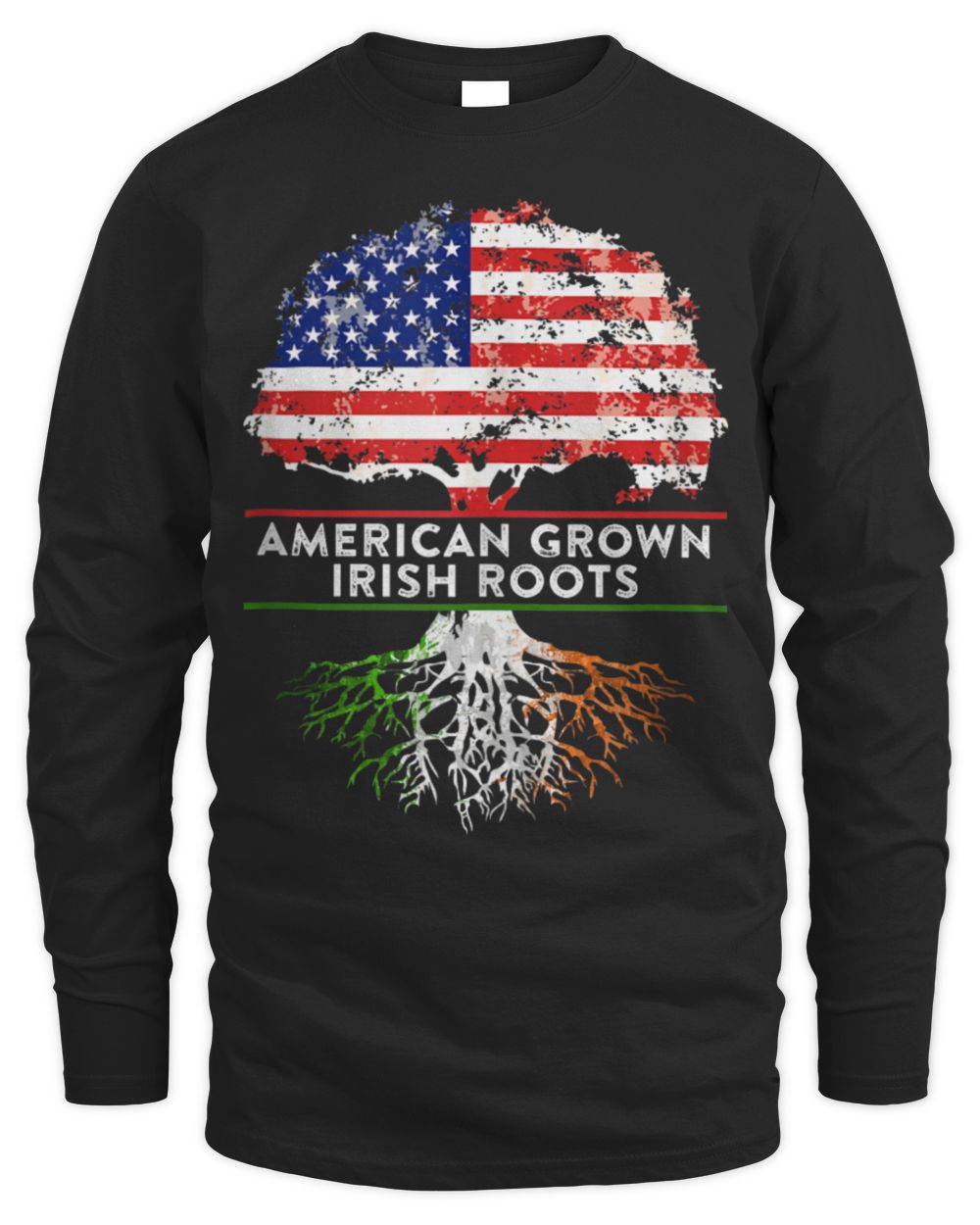 American Grown Irish Roots Flag Ireland ST Men's Long Sleeved T-Shirt black s