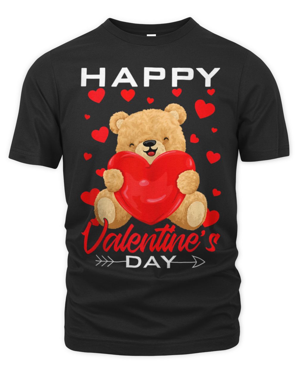 Cute Bear With Hearts Happy Valentine's Day Boys Girls Women Tank Top Unisex Premium T-Shirt black s