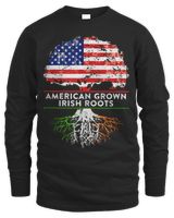 American Grown Irish Roots Flag Ireland ST Men's Long Sleeved T-Shirt black s