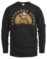 Cute Woodchuck Funny Groundhog Squad Happy Groundhog Day Long Sleeve T-Shirt Men's Long Sleeved T-Shirt black s