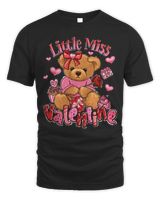 Cute Bear With Rose Little Miss Valentines Day Couples Gifts Long Sleeve T-Shirt Unisex Standard T-Shirt black s