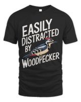 Easily Distracted by Woodpecker Funny Woodpecker Lover Jokes Long Sleeve T-Shirt Unisex Standard T-Shirt black s