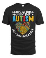 Funny Autism Awareness Each Print Tells A Different Story Long Sleeve T-Shirt Unisex Standard T-Shirt black s