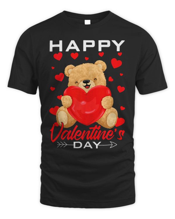 Cute Bear With Hearts Happy Valentine's Day Boys Girls Women Tank Top